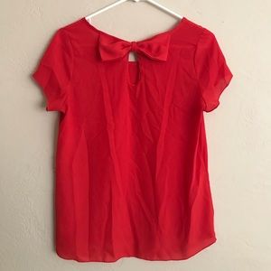 Red Bow Back Top